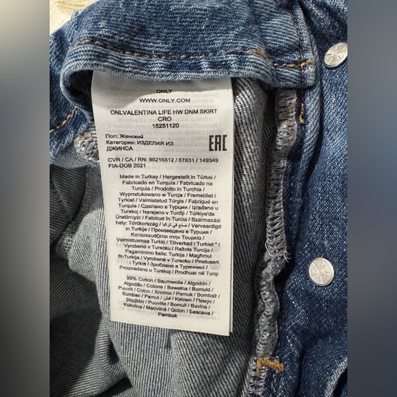 ONLY midi denim skirt size medium cotton stretch mid wash jean - Picture 7 of 8